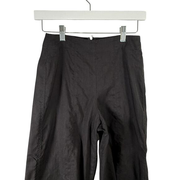 Vince Linen Blend Black Wide Leg Crop Pants Office Career Lagenlook Womens 0 - Picture 3 of 8